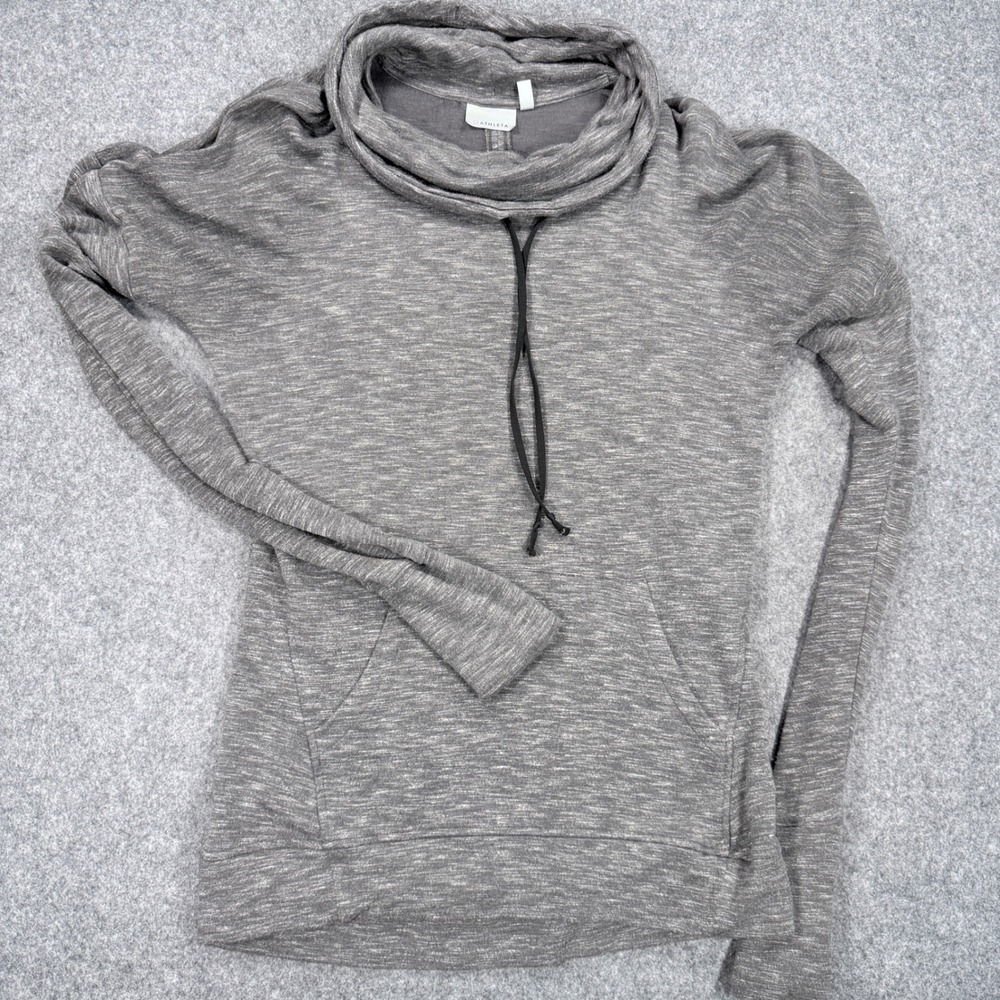 Athleta Grey Space Dye Cowl Neck Pullover Thumbhole Hoodie S 349532-03